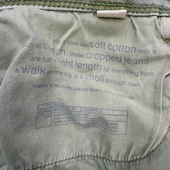 J Jill Cropped Straight Jeans Womens Olive Green Stretch Denim Frayed Hem SIze 6 - Picture 10 of 12